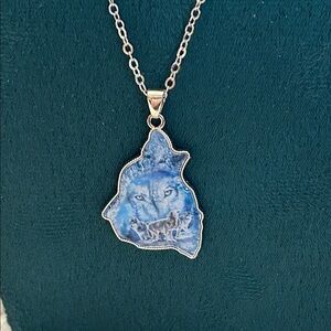Beautiful Blue Wolf Pendant Necklace